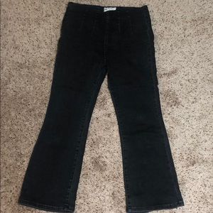 Free People Bell Bottom Pull On Black Jeans